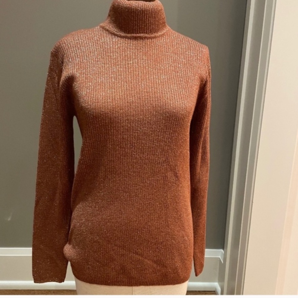 NWT 🧡ELEANOR P BRENNER WOMENS SIZE MEDIUM RIBBED WOOL BLEND TURTLENECK SWEATER